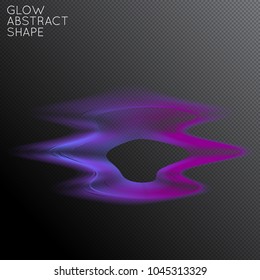 Abstract fluid shape isolated on transparent black background. Bright colorful gradient blend creates liquid motion with transparent glow. Energy power plasma with futuristic edge blur effect.
