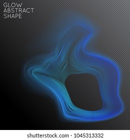 Abstract fluid shape isolated on transparent black background. Bright colorful gradient blend creates liquid motion with transparent glow. Energy power plasma with futuristic edge blur effect.