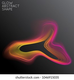 Abstract fluid shape isolated on transparent black background. Bright colorful gradient blend creates liquid motion with transparent glow. Energy power plasma with futuristic edge blur effect.