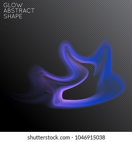 Abstract fluid shape isolated on transparent black background. Bright colorful gradient blend creates liquid motion with transparent glow. Energy power plasma with futuristic edge blur effect.