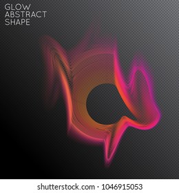 Abstract fluid shape isolated on transparent black background. Bright colorful gradient blend creates liquid motion with transparent glow. Energy power plasma with futuristic edge blur effect.