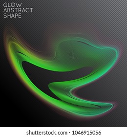 Abstract fluid shape isolated on transparent black background. Bright colorful gradient blend creates liquid motion with transparent glow. Energy power plasma with futuristic edge blur effect.