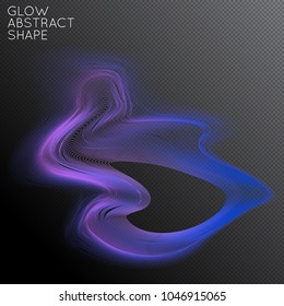 Abstract fluid shape isolated on transparent black background. Bright colorful gradient blend creates liquid motion with transparent glow. Energy power plasma with futuristic edge blur effect.