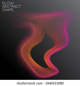 Abstract fluid shape isolated on transparent black background. Bright colorful gradient blend creates liquid motion with transparent glow. Energy power plasma with futuristic edge blur effect.