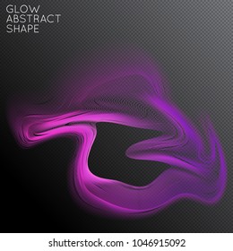 Abstract fluid shape isolated on transparent black background. Bright colorful gradient blend creates liquid motion with transparent glow. Energy power plasma with futuristic edge blur effect.