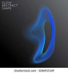 Abstract fluid shape isolated on transparent black background. Bright colorful gradient blend creates liquid motion with transparent glow. Energy power plasma with futuristic edge blur effect.