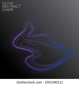 Abstract fluid shape isolated on transparent black background. Bright colorful gradient blend creates liquid motion with transparent glow. Energy power plasma with futuristic edge blur effect.