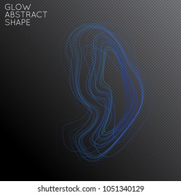 Abstract fluid shape isolated on transparent black background. Bright colorful gradient blend creates liquid motion with transparent glow. Energy power plasma with futuristic edge blur effect.