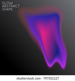 Abstract fluid shape isolated on transparent black background. Bright colorful gradient blend creates liquid motion with transparent glow. Energy power plasma with futuristic edge blur effect.