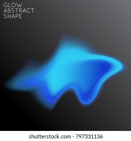 Abstract fluid shape isolated on transparent black background. Bright colorful gradient blend creates liquid motion with transparent glow. Energy power plasma with futuristic edge blur effect.
