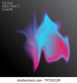 Abstract fluid shape isolated on transparent black background. Bright colorful gradient blend creates liquid motion with transparent glow. Energy power plasma with futuristic edge blur effect.