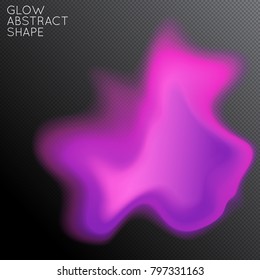 Abstract fluid shape isolated on transparent black background. Bright colorful gradient blend creates liquid motion with transparent glow. Energy power plasma with futuristic edge blur effect.