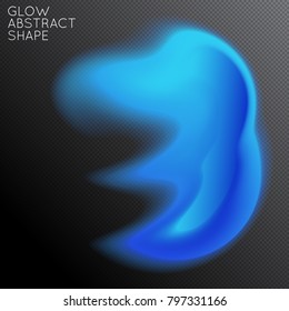 Abstract fluid shape isolated on transparent black background. Bright colorful gradient blend creates liquid motion with transparent glow. Energy power plasma with futuristic edge blur effect.