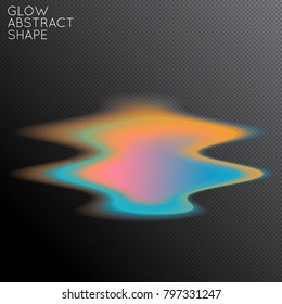 Abstract fluid shape isolated on transparent black background. Bright colorful gradient blend creates liquid motion with transparent glow. Energy power plasma with futuristic edge blur effect.