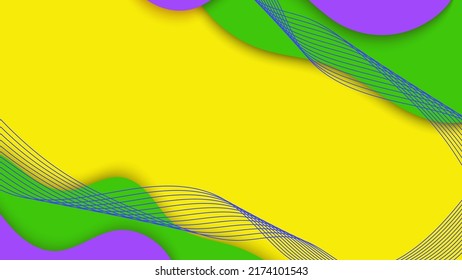 Abstract fluid shape and lines colorful on yellow background. Vector graphic illustration.