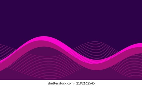 Resumen de la forma del fluido y líneas coloridas sobre el fondo morado. Ilustración gráfica vectorial.