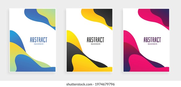 abstract fluid shape modern banners set