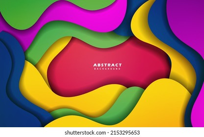 Abstract fluid shape overlap layer papercut background vector