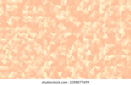 Abstract Fluid Shape Peach Background. 2024 Color of the Year. Sparkling Curvy Triangle Pattern Texture. Glowing Irregular 3D  Surface.