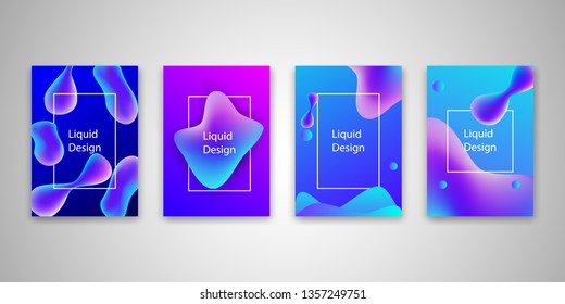 Abstract fluid shape templates set, Liquid colorful gradient background collection. Vector Illustration