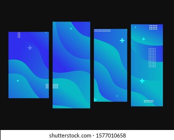 Abstract fluid shapes background. Blue duotone layout with geometric shapes. Modern web design. Vector illustration.