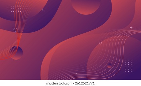 Abstract Fluid Shapes Background in Purple and Red