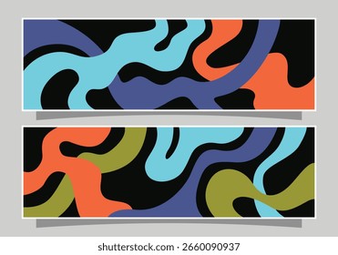 Conjunto de espaços de cópia de modelo de banner de formas fluidas abstratas.