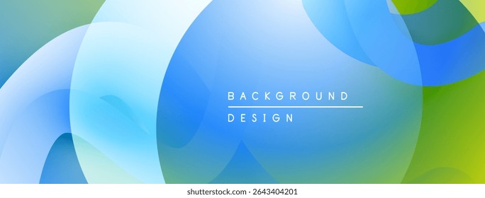 Abstract fluid shapes blend blues, greens. Soft gradients create modern background design. Minimalist aesthetic, clean presentation.