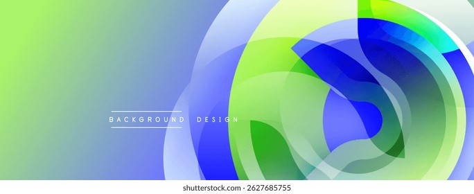 Las Formas fluidas Abstractas se mezclan, creando un fondo de gradiente vibrante. Los Colores cambian de azul a verde, formando una composición dinámica.