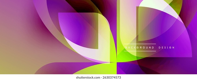 Abstract fluid shapes blend, creating vibrant gradients. Colors transition smoothly, forming dynamic composition. Modern design element.