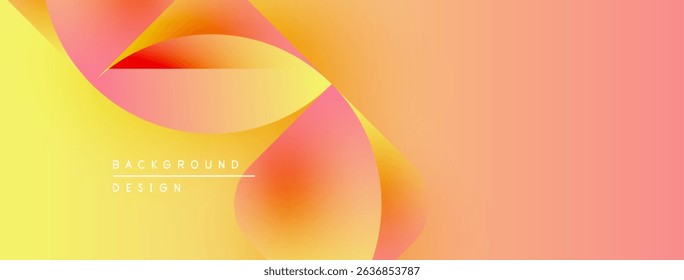 Abstract fluid shapes blend, creating warm gradient. Yellows, oranges, pinks dominate design. Minimal text present. Modern aesthetic.