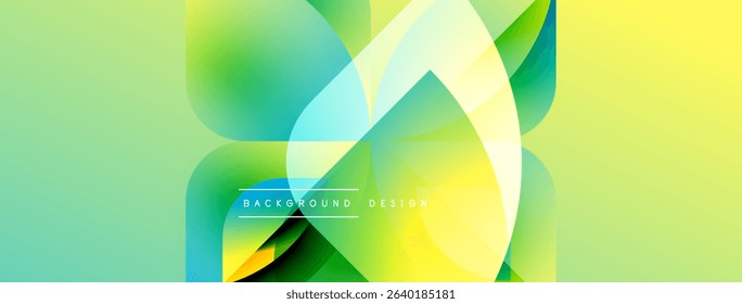 Abstract fluid shapes blend, creating vibrant green, yellow gradients. Modern design evokes energy, movement, freshness. Text reads background design.