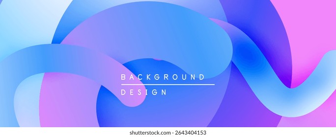 Abstract fluid shapes blend, creating vibrant blue, purple, pink gradients. Modern design evokes movement, energy, visual appeal.