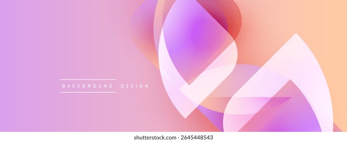 Abstract fluid shapes blend, creating vibrant gradient background. Soft colors transition from purple to orange. Modern design element.