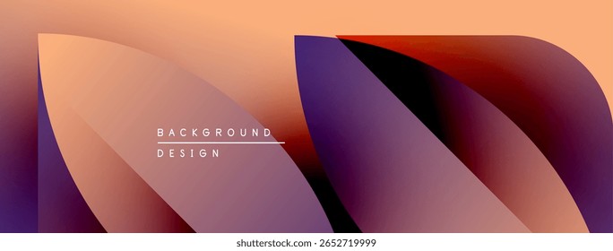 Abstract fluid shapes blend, creating warm color gradients. Design features peach, purple hues. Minimalist aesthetic, modern background.