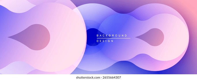 Formas fluidas abstratas se misturam, criando gradientes suaves. As cores pastel dominam o design, evocando uma atmosfera calma. Textura de fundo moderna.