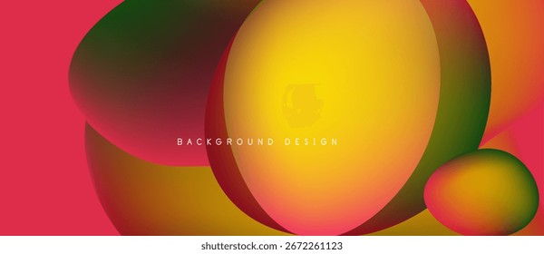 Las Formas fluidas Abstractas se mezclan, creando Gradientes de colores vibrantes. Composición predominante naranja, amarillo, rojo, verde. Elemento de diseño moderno.