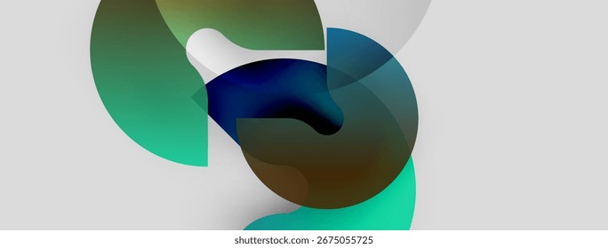 Abstract fluid shapes blend, creating dynamic composition. Colors shift from teal to navy, brown, white. Smooth gradients suggest movement, depth.