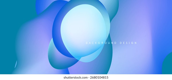 Las Formas fluidas Abstractas se mezclan, creando un gradiente azul púrpura vibrante. El diseño moderno sugiere antecedentes para proyectos digitales.