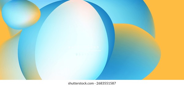 Abstract fluid shapes blend, creating vibrant orange, blue gradients. Modern design, smooth transitions, dynamic composition. Background element.