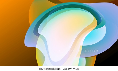 Abstract fluid shapes blend, creating vibrant color gradients. Soft curves suggest movement, light interplay dominates composition.