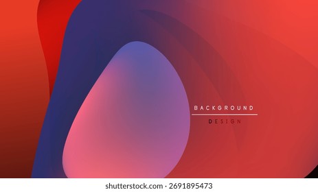 Abstract fluid shapes blend, creating vibrant gradients. Red, purple, pink hues dominate dark background. Minimalist design elements present.