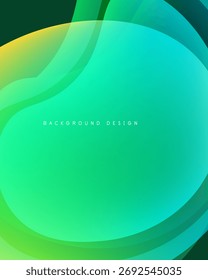 Abstract fluid shapes blend, creating vibrant green, yellow gradients. Minimalist design with text overlay background, design. Smooth transitions dominate composition.
