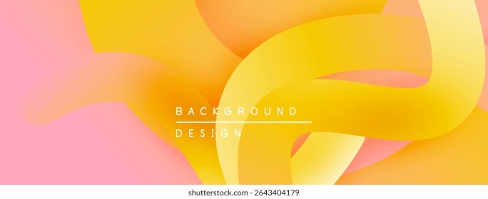Abstract fluid shapes blend pink, yellow hues. Soft gradients create dynamic visual texture. Modern design element for backgrounds.