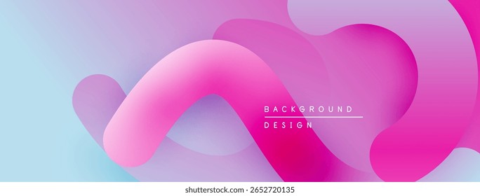 Abstract fluid shapes blend pink, purple, blue hues. Modern design evokes smooth motion, soft gradients. Background suggests creativity, innovation.