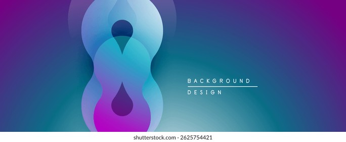 Abstract fluid shapes blend purple, blue hues. Modern design element suggests movement, depth. Minimal text reads background design.