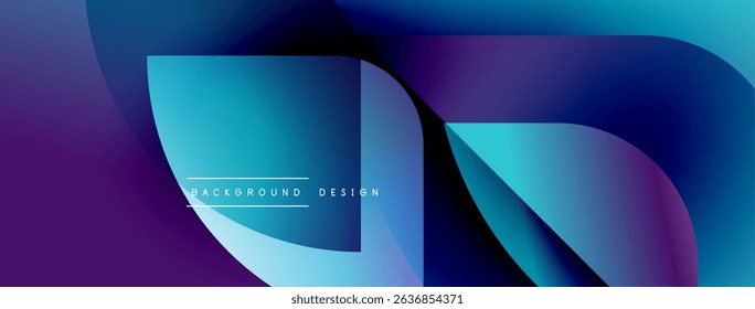 Abstract fluid shapes blend purple, blue hues. Modern design evokes movement, energy, depth. Minimalist aesthetic creates dynamic visual impact.
