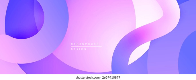 Abstract fluid shapes blend purple, pink, blue hues. Soft gradients create modern background design. Minimalist aesthetic, smooth transitions visible.