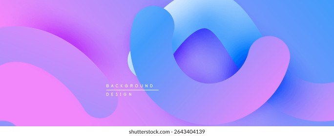Abstract fluid shapes blend purple, blue hues. Gradient background creates modern design element. Minimalist aesthetic, smooth transitions visible.