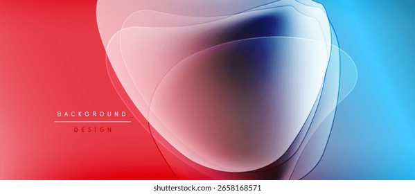 Abstract fluid shapes blend red, blue hues. Smooth gradients create dynamic visual effect. Modern design element for backgrounds.